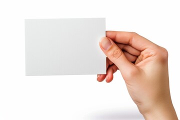 Obraz premium Blank White Card Mockup on Hand created with Generative AI