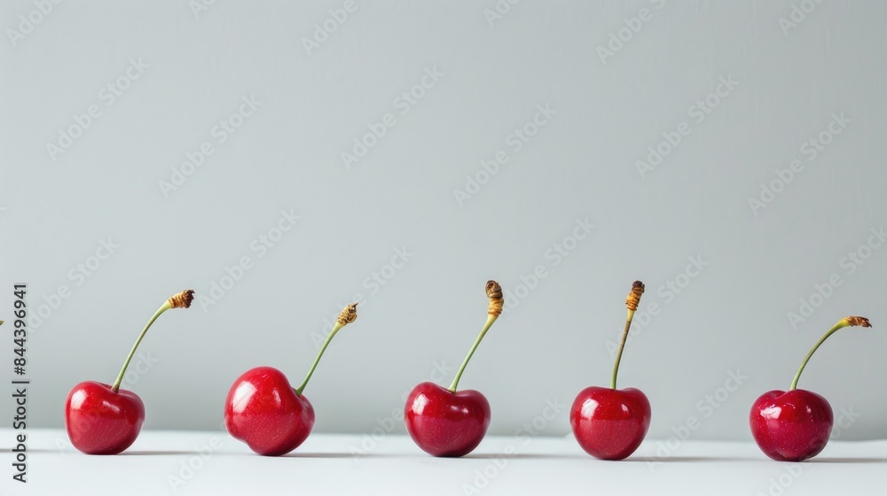 Canvas Prints juicy red cherries stand out against a crisp white backdrop