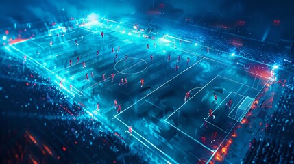 Obraz premium Minimal style representation of Euro 2024 live broadcasts and team formations, focusing on the dynamic presentation of matches and strategic player setups. Clean, abstract elements illustrate the