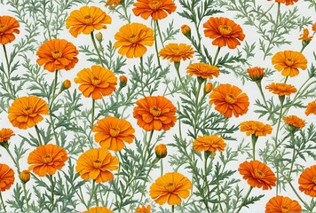 Fototapeta premium Vibrant Marigold Flower Field Pattern