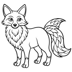 Obraz premium Fox clean line art kids color book page illustration 