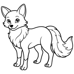 Obraz premium Fox clean line art kids color book page illustration 