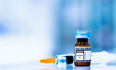 Vaccine bottles and syringes for injection preventing hepatitis A virus.