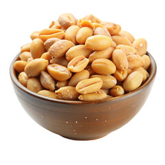 Cacahuetes salados on bowl isolated on Transparent background.