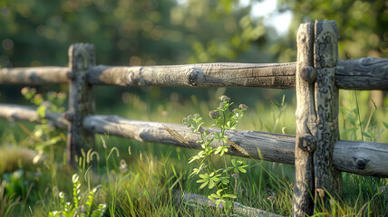 Fototapeta premium Rustic wooden fence along gravel coastal road