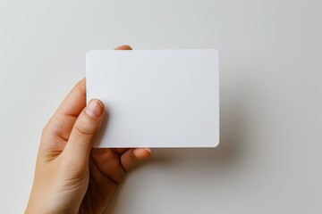 Obraz premium Blank White Card Mockup on Hand created with Generative AI