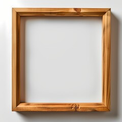 Fototapeta premium Mock up empty white picture painting frame border, on white background, minimal wooden style