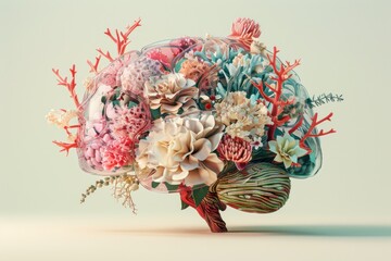  Floral Brain Symbolizing Creativity and Mental Health - Generative ai