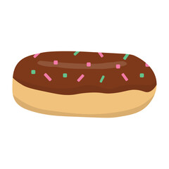 Sweet chocolate donut illustration. Vector illustration of a sweet chocolate donut with chocolate ball topping isolated on a white background.