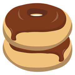 Sweet chocolate donut illustration. Vector illustration of a sweet chocolate donut with chocolate ball topping isolated on a white background.