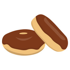 Sweet chocolate donut illustration. Vector illustration of a sweet chocolate donut with chocolate ball topping isolated on a white background.