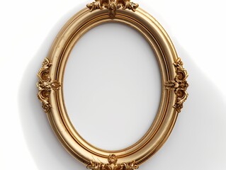 Obraz premium Mock up empty white picture painting frame border, on white background, golden Louis luxury style