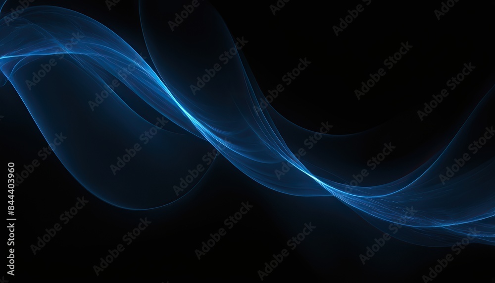 Wall mural 3d render, abstract minimal neon background with glowing wavy line. dark wall illuminated with led l