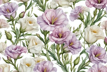 Floral Seamless Pattern - Peach and Purple Blossoms