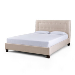 Obraz premium Bed isolated with no background. PNG illustration of bedroom furniture.