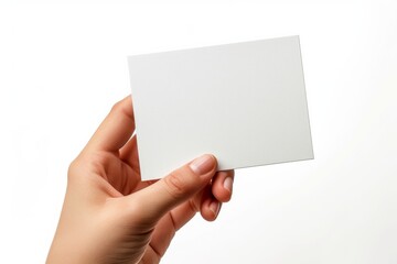 Blank White Card Mockup on Hand created with Generative AI