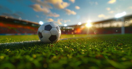 European Championship Tournament Football soccer ball on grass field in stadium