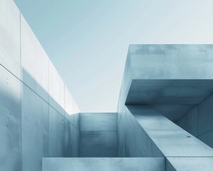 Obraz premium Minimalistic Abstract Architecture Desktop Wallpaper, Geometric Shapes, Monochromatic color, Modern Simplicity, landscape design, banner design, brochure, pattern design, web, wallpaper, background te