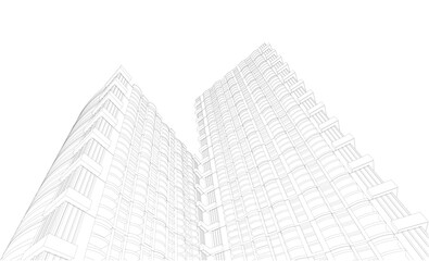 Fototapeta premium 3d wireframe of building. sketch design.Vector