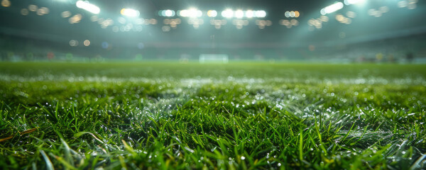 Sports and Athletic Excellence: A football on a green field in the stadium.