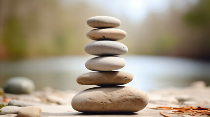 stack of stones on beach