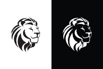 Lion face in a black and white pattern