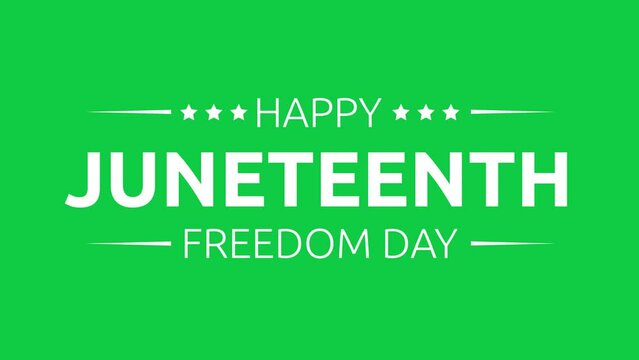 Juneteenth freedom day text with cinematic zoom animation in green screen and black background. Suitable for celebrating Freedom Day or Emancipation Day.