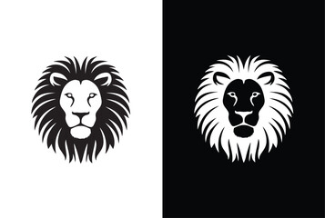 Lion face in a black and white pattern