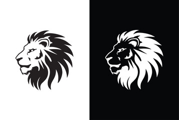 Lion face in a black and white pattern