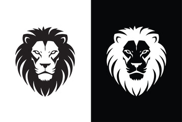 Lion face in a black and white pattern