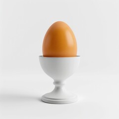 Brown Egg in White Egg Cup. Generative ai