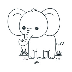 Cute Cartoon Elephant Vector Illustration