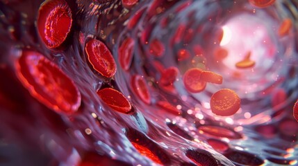 Fototapeta premium Damage to the lining of vessels due to the accumulation of substances in lysosomes leading to cardiovascular symptoms