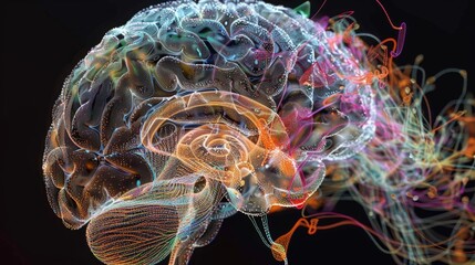 A magnified view of the human brain showcasing the intricate network of microRNA regulation