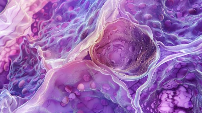 A microscopic image of simple squamous epithelium displaying a single layer of thin flat cells