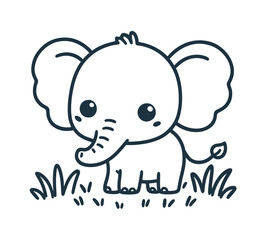 Obraz premium Cute Cartoon Elephant Vector Illustration