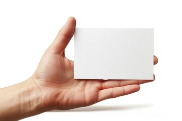 Fototapeta premium Blank White Card Mockup on Hand created with Generative AI