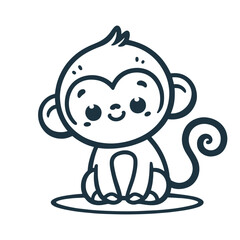 Cute Cartoon Monkey Vector Illustration