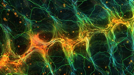 A phase contrast image showing the gradual movement of neurotransmitters from the soma to the axon terminal through axonal transport