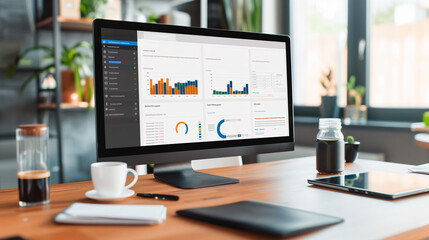 A close-up view of a computer screen displaying a detailed SEO dashboard