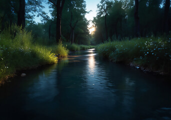 Obraz premium Kayaking adventures on a calm lake.