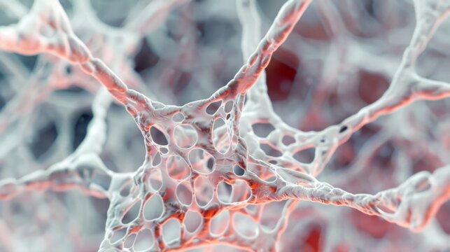 Intricate network of glycogen granules within a muscle cell ready to be broken down for energy during exercise