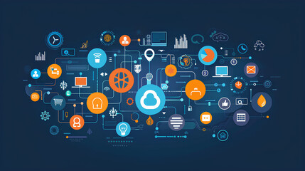 Vector digital transformation with technology icons
