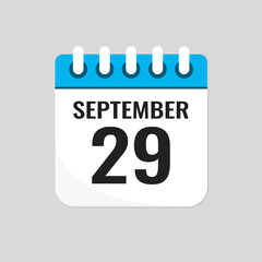 Icon page calendar day - 29 September