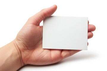Blank White Card Mockup on Hand created with Generative AI