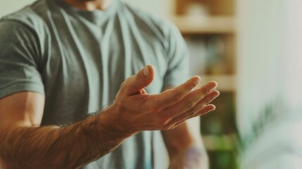 Men s hand massage by a male massage therapist for hand physiology massage in physiotherapy