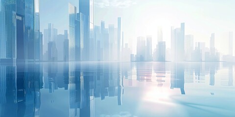 Minimalist Illustration of a Smart City Skyline, Urban Landscape on a Light Background, Ideal for Corporate and Business graphic, banner design, brochure, pattern design, web, background templa