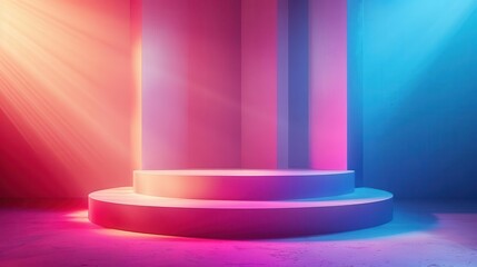 Podium showcase with gradient color background