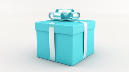 Gift box in sky blue color set against a white background