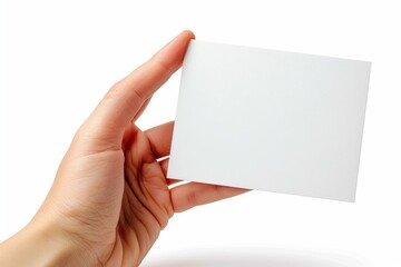 Fototapeta premium Blank White Card Mockup on Hand created with Generative AI